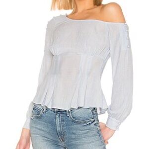 House of Harlow 1960 Light Blue Off-Shoulder Blouse
